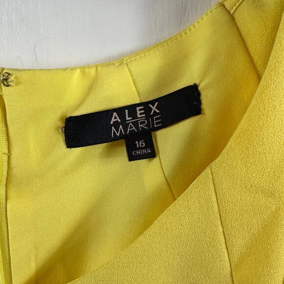 Alex Marie Yellow Flutter Sleeve Sheath Dress Women’s Size 16 - Picture 6 of 9